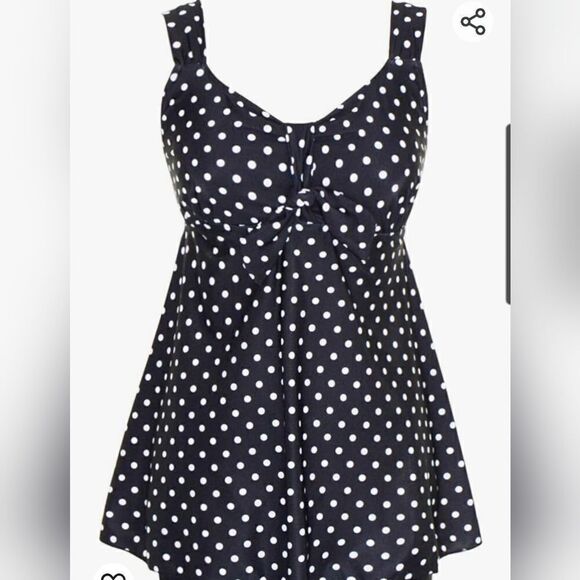 Womens polka dot one piece skirted swimdress size 2X - Picture 1 of 9